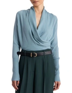 Grayson Merino Wrap Cardigan in Eucalyptus Green