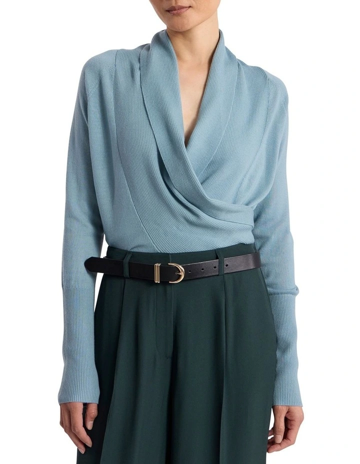 Grayson Merino Wrap Cardigan in Eucalyptus Green image 1