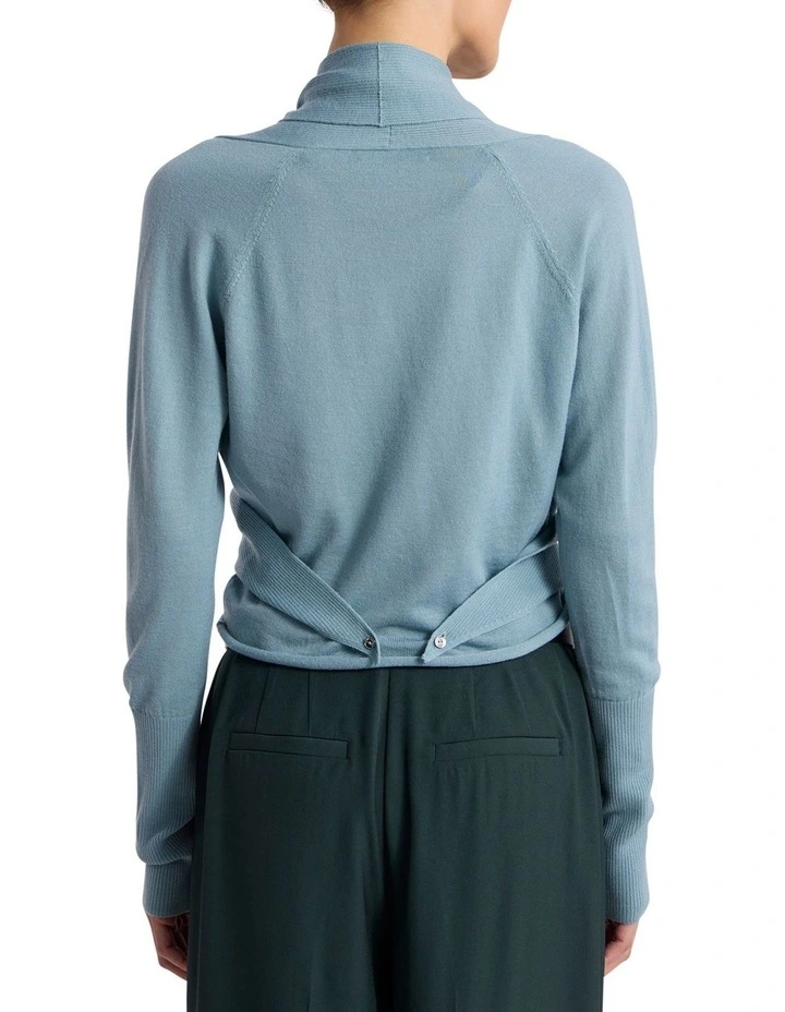 Grayson Merino Wrap Cardigan in Eucalyptus Green image 4