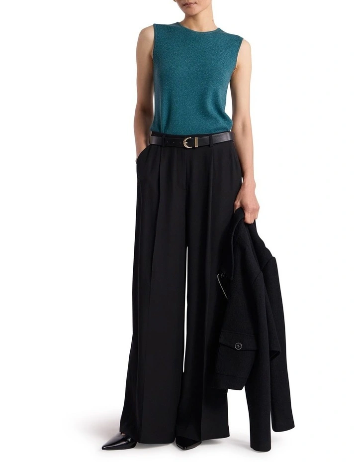 Natalia Shimmer Knit Tank in Pine Green image 2