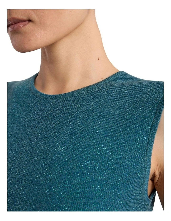 Natalia Shimmer Knit Tank in Pine Green image 3