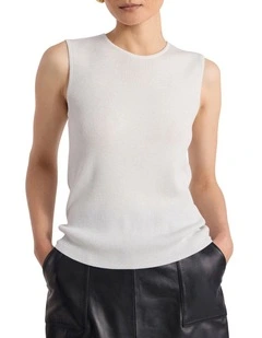 Natalia Shimmer Knit Tank in Ivory