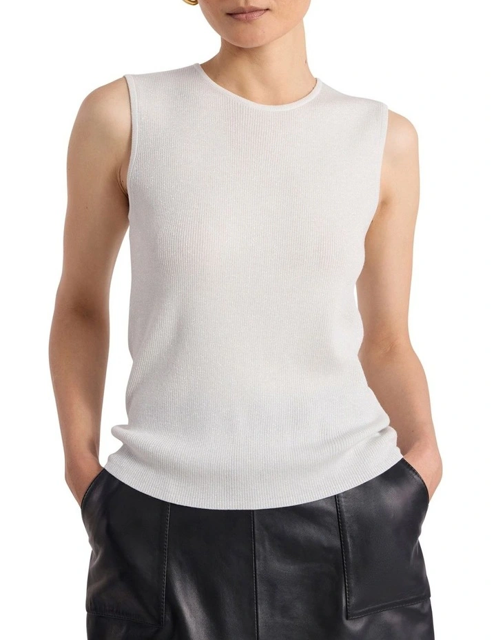 Natalia Shimmer Knit Tank in Ivory image 1