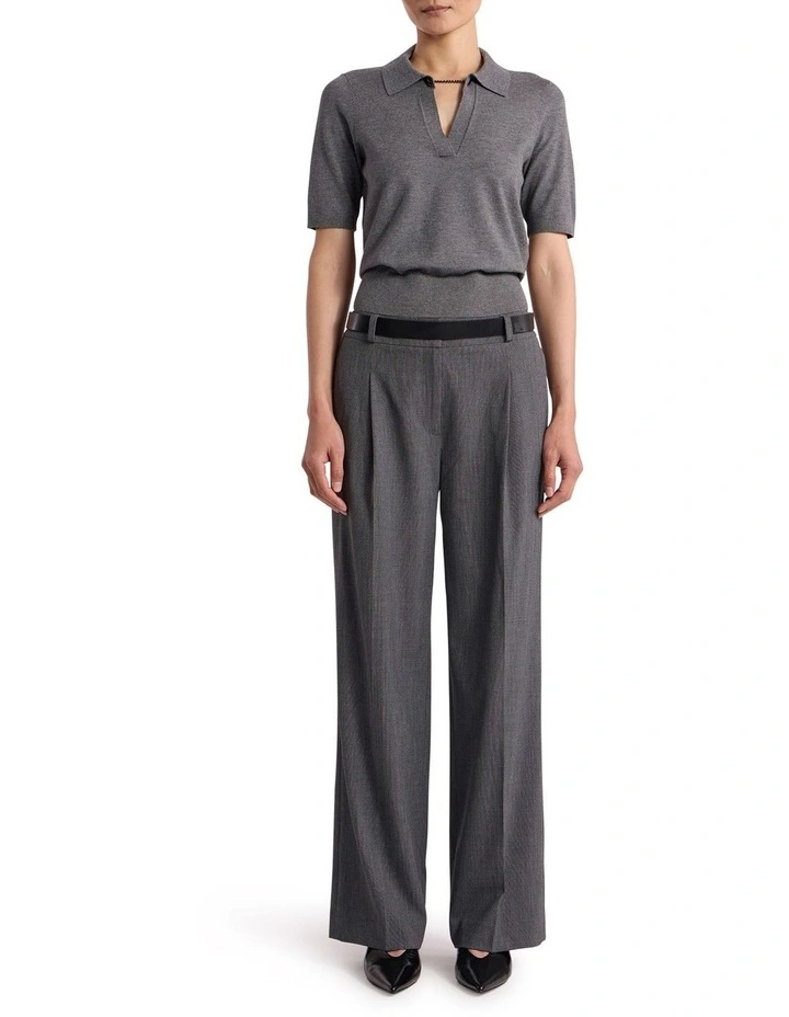 Ella Knit Polo in Grey Melange image 2