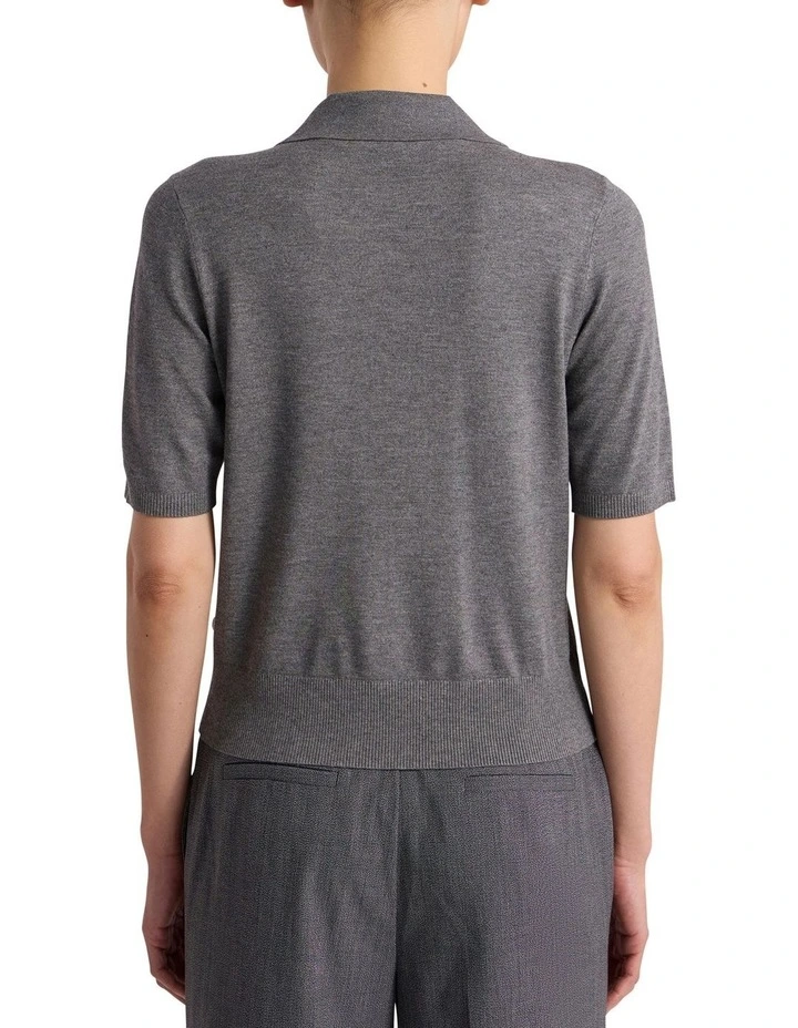 Ella Knit Polo in Grey Melange image 4