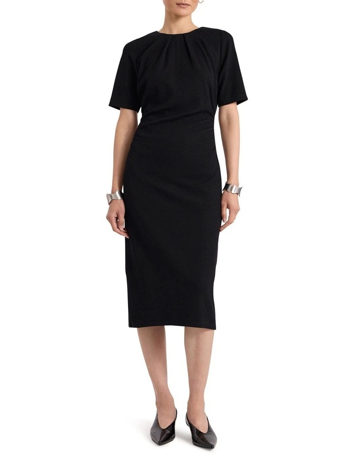 Solana Textured Jersey Dress in Black image 1