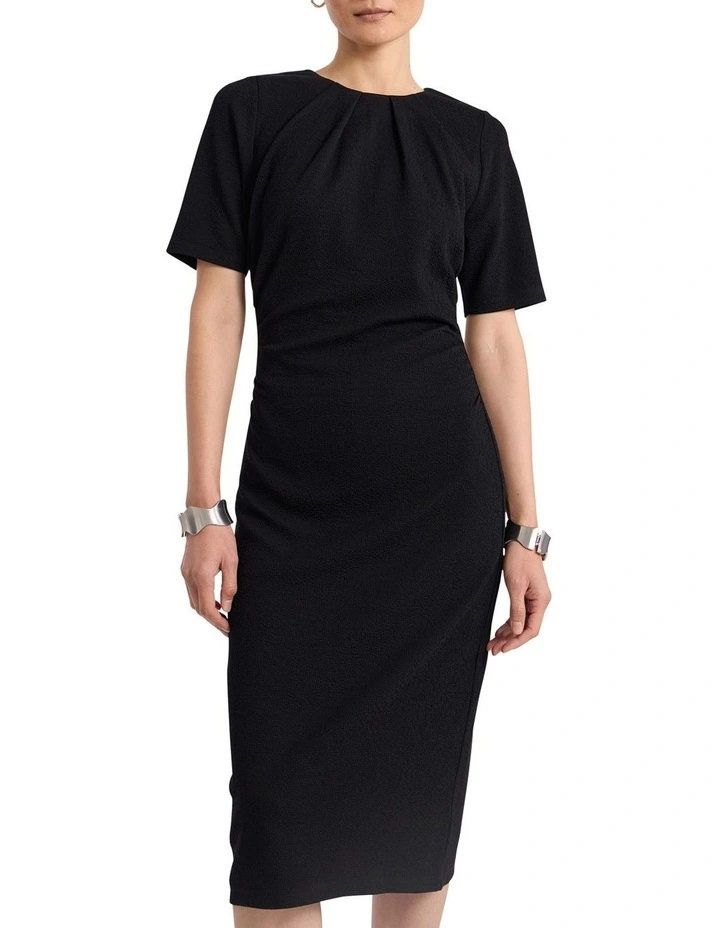 Solana Textured Jersey Dress in Black image 2