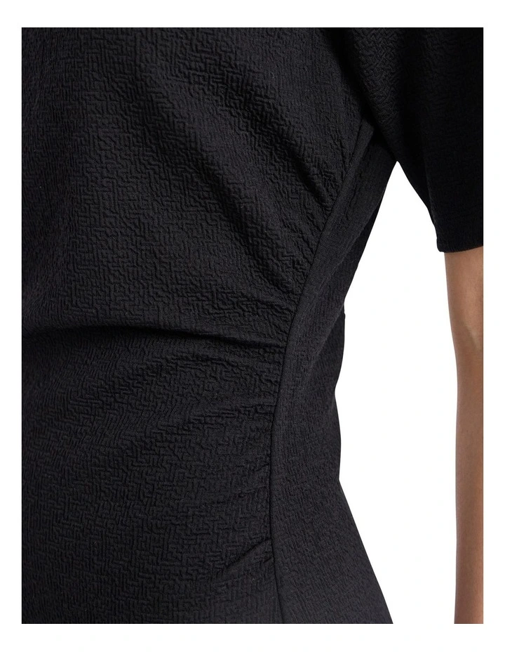 Solana Textured Jersey Dress in Black image 4