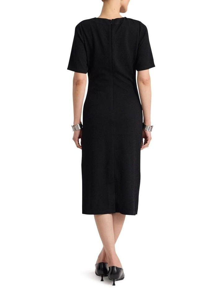 Solana Textured Jersey Dress in Black image 5