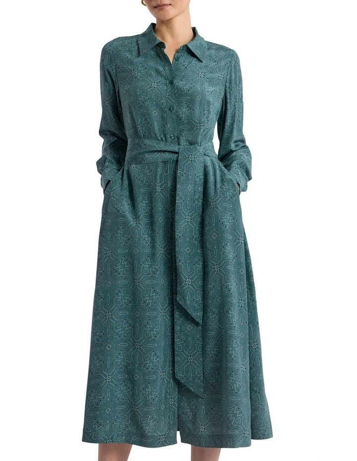 Thierry Silk Dress in Green Multi image 1