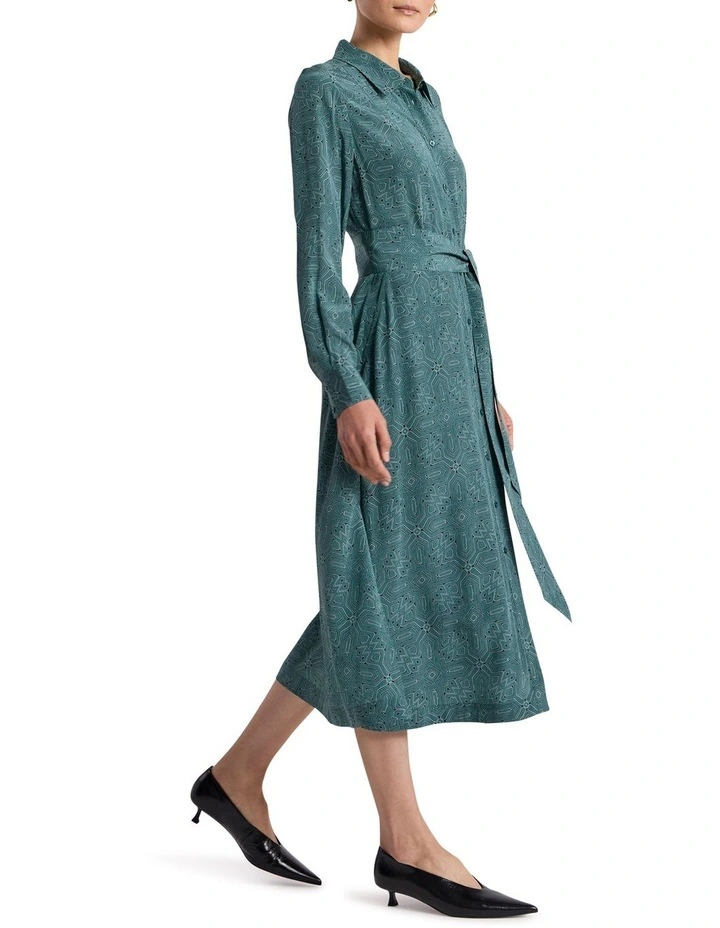 Thierry Silk Dress in Green Multi image 3