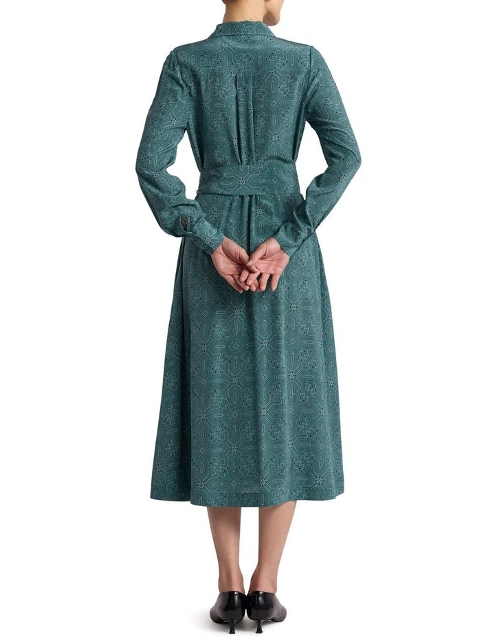 Thierry Silk Dress in Green Multi image 4