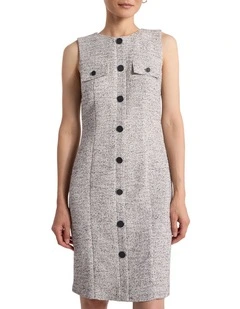 Ennaria Sleeveless Dress in Ivory/Black