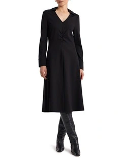 Honor Jersey Shirt Dress in Black