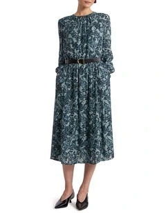 Connie Midi Dress in Green Multi