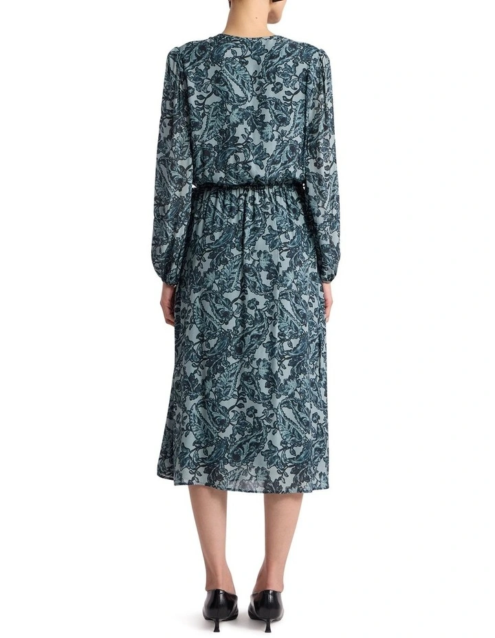 Connie Midi Dress in Green Multi image 4