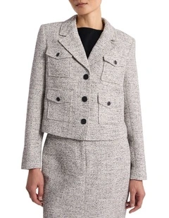 Ennaria Crop Jacket in Ivory/Black