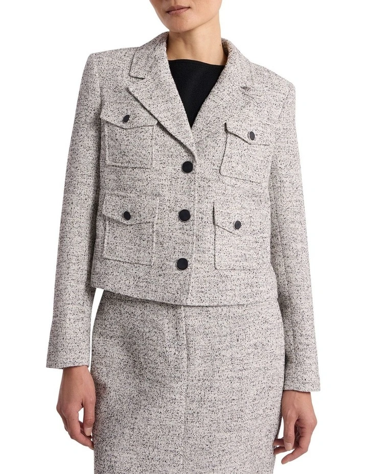 Ennaria Crop Jacket in Ivory/Black image 1