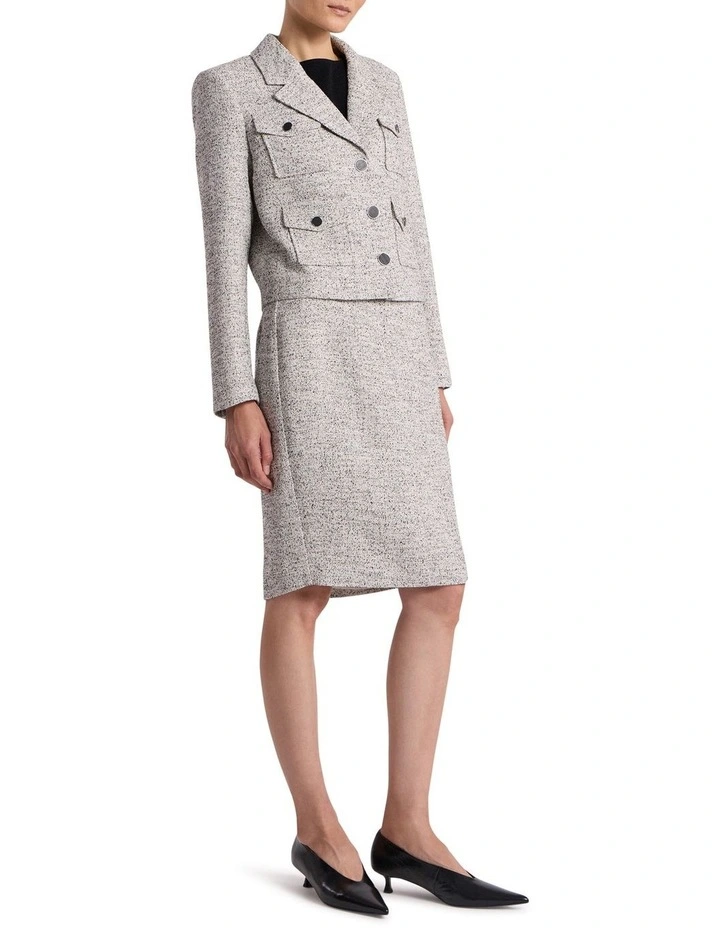 Ennaria Crop Jacket in Ivory/Black image 2