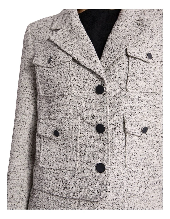 Ennaria Crop Jacket in Ivory/Black image 3