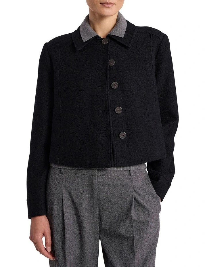 Anora Felted Wool Jacket in Black image 1