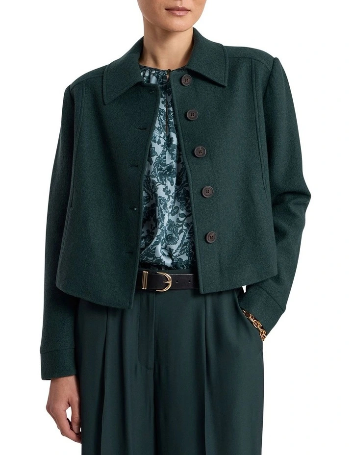 Anora Felted Wool Jacket in Deep Pine image 1