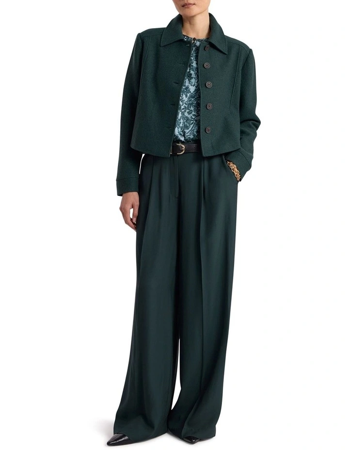 Anora Felted Wool Jacket in Deep Pine image 2