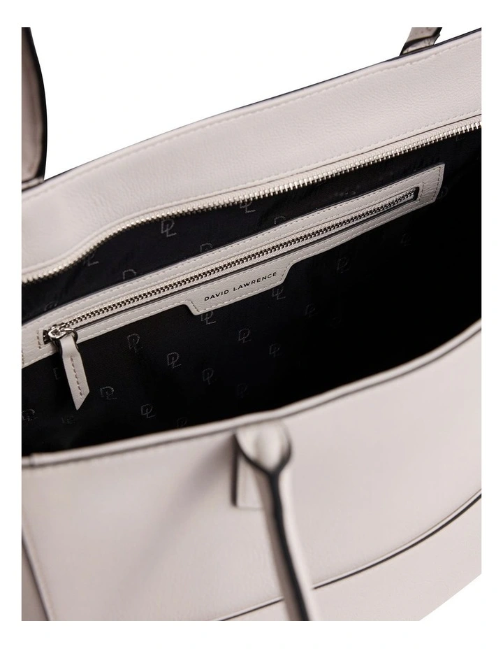 Hansel Leather Tote Bag in Stone image 3