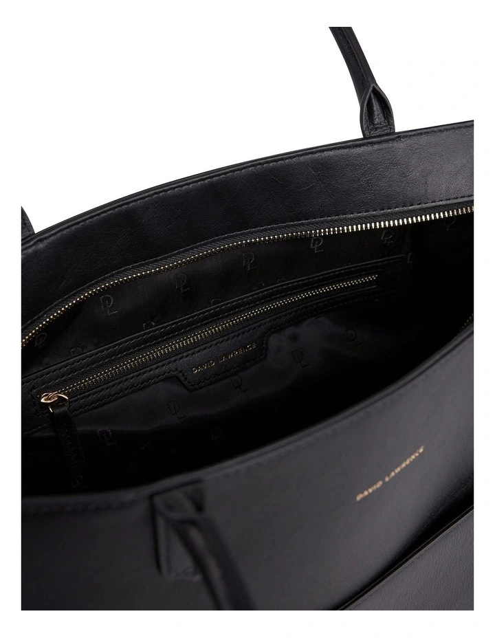 Hansel Leather Tote Bag in Black image 3
