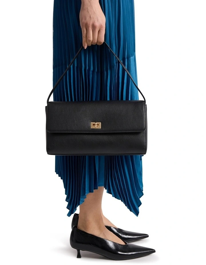 Concetta Leather Shoulder Bag in Black image 2