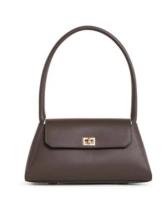 Coralie Leather Shoulder Bag in Chocolate
