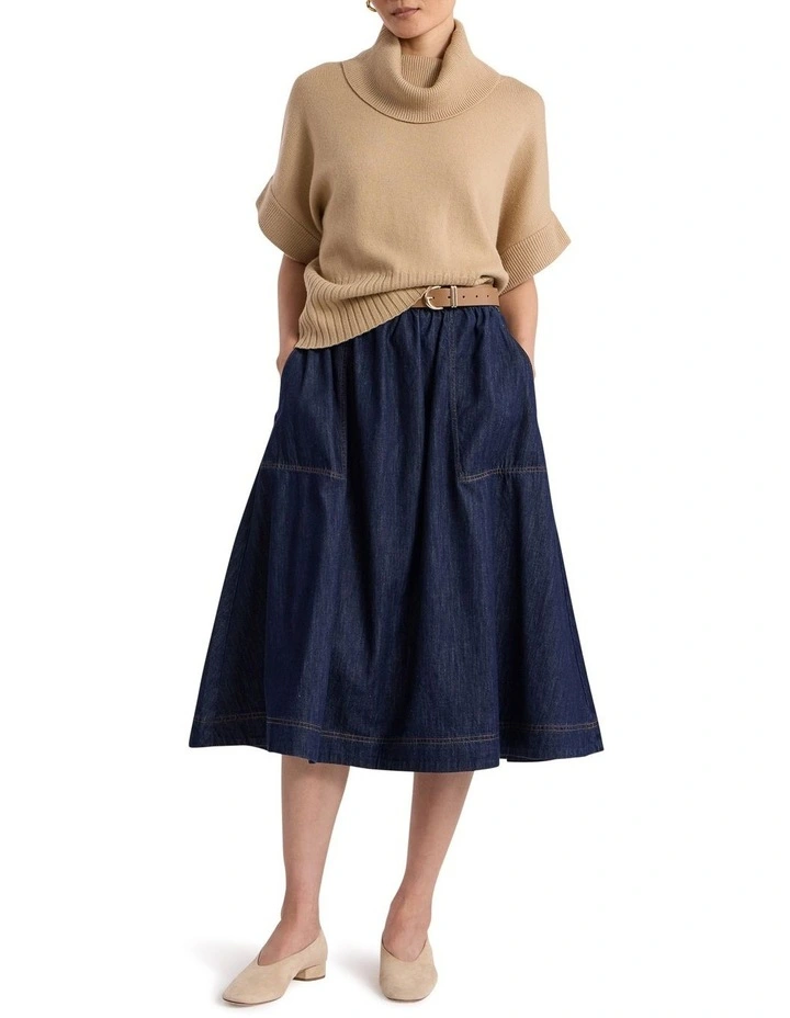 Roll Neck Gilet in Camel image 2