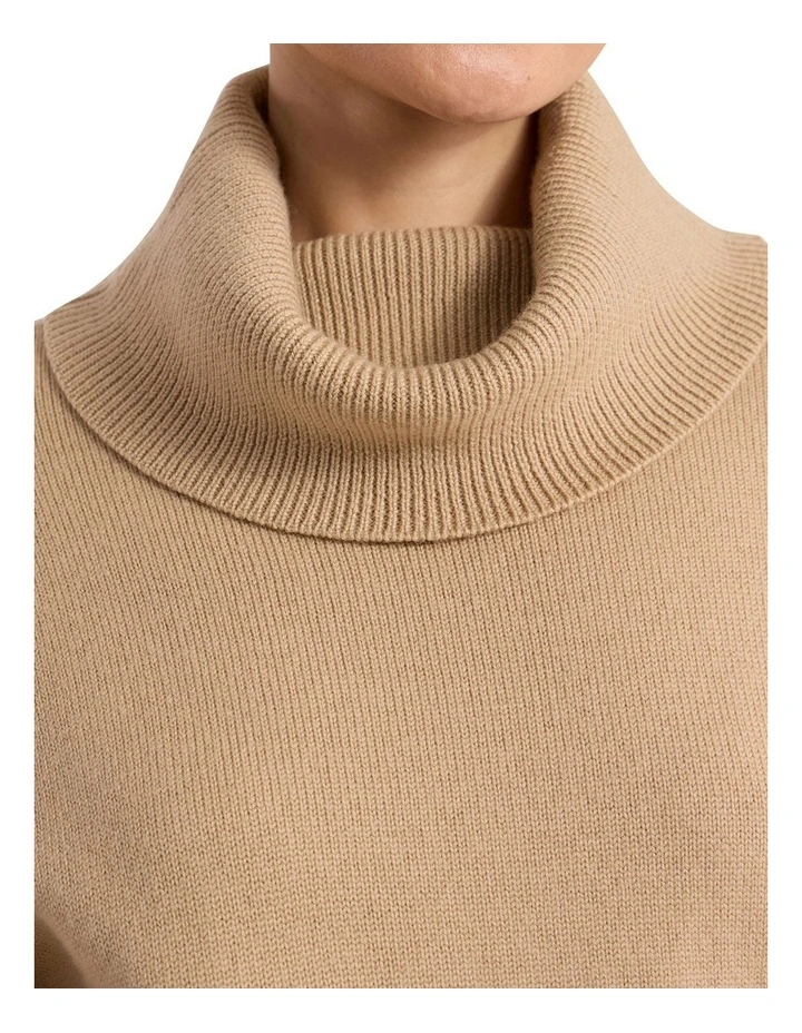 Roll Neck Gilet in Camel image 3