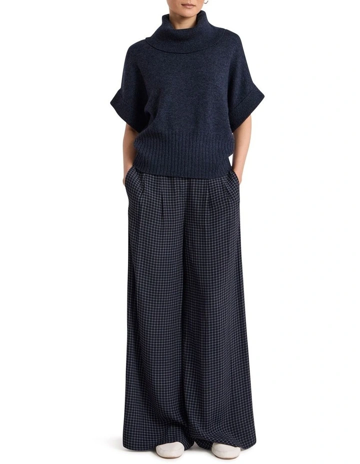 Roll Neck Gilet in Navy Melange image 2