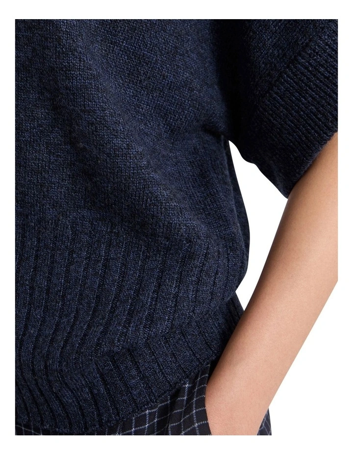 Roll Neck Gilet in Navy Melange image 3