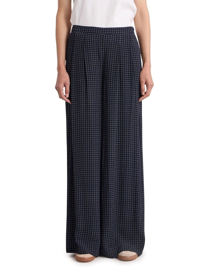 Tanah Wide Leg Pant in Navy Check image 2