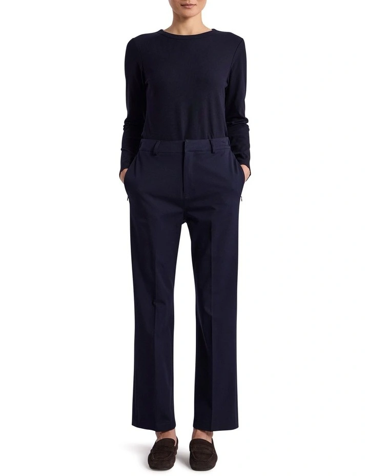 Fia Cotton Rib Longlseeve Top in Navy image 2