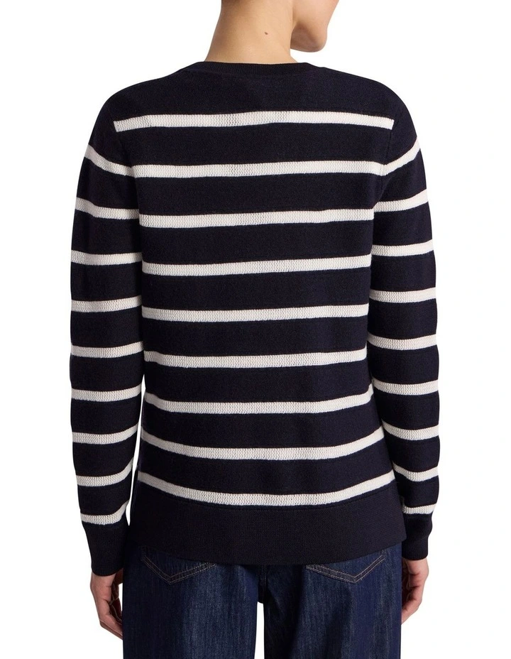 Rea Merino Stripe Knit in Navy image 4