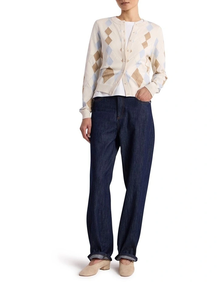 Huntley Cotton Argyle Cardigan in Ivory image 2