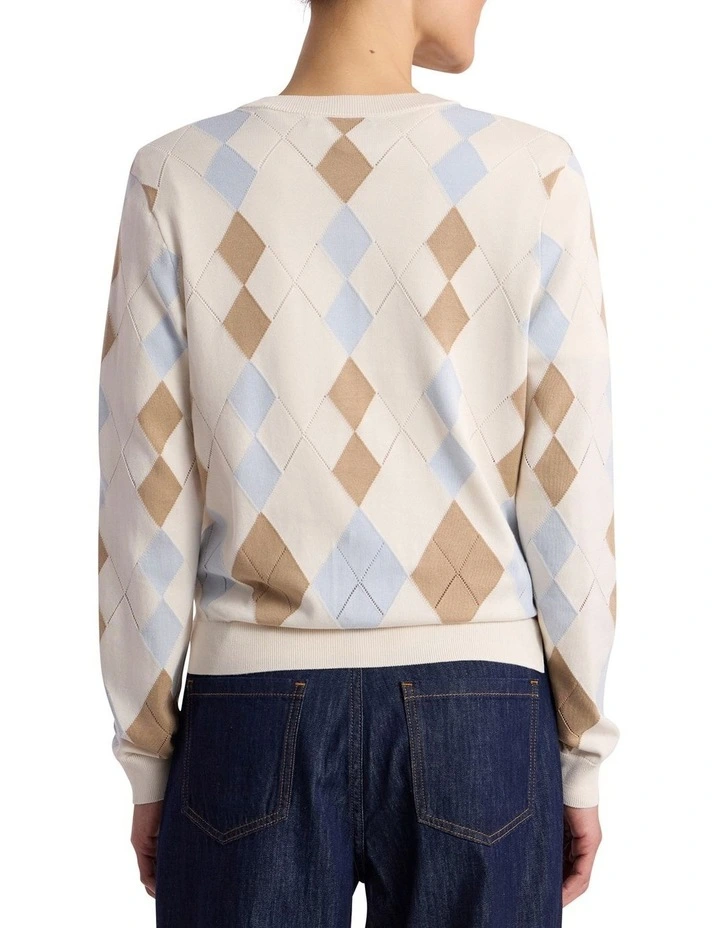 Huntley Cotton Argyle Cardigan in Ivory image 4