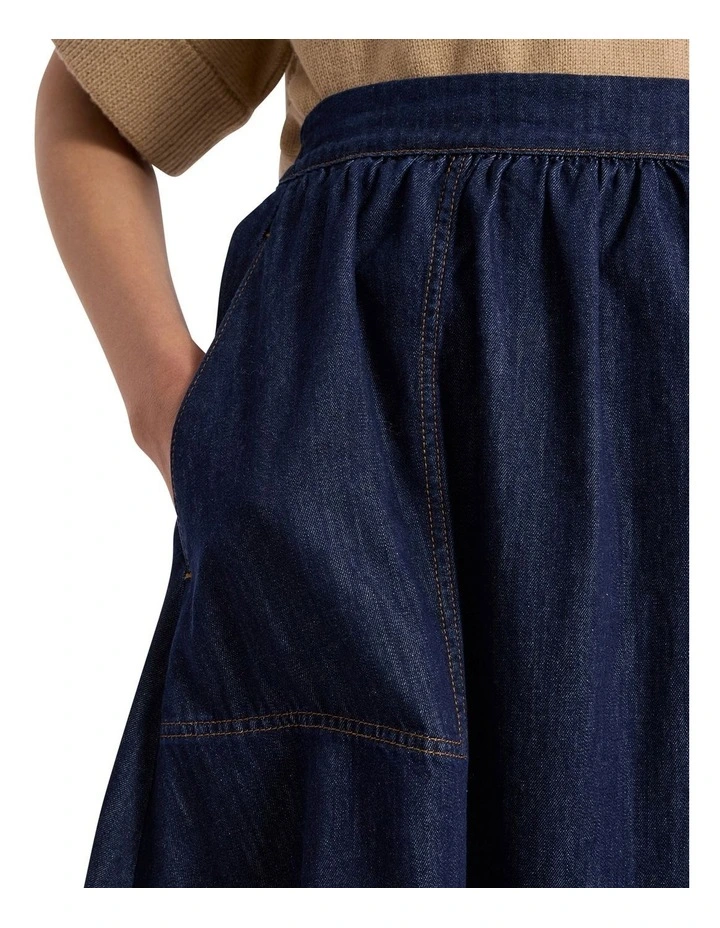 Mateo Denim Midi Skirt in Dark Indigo image 4