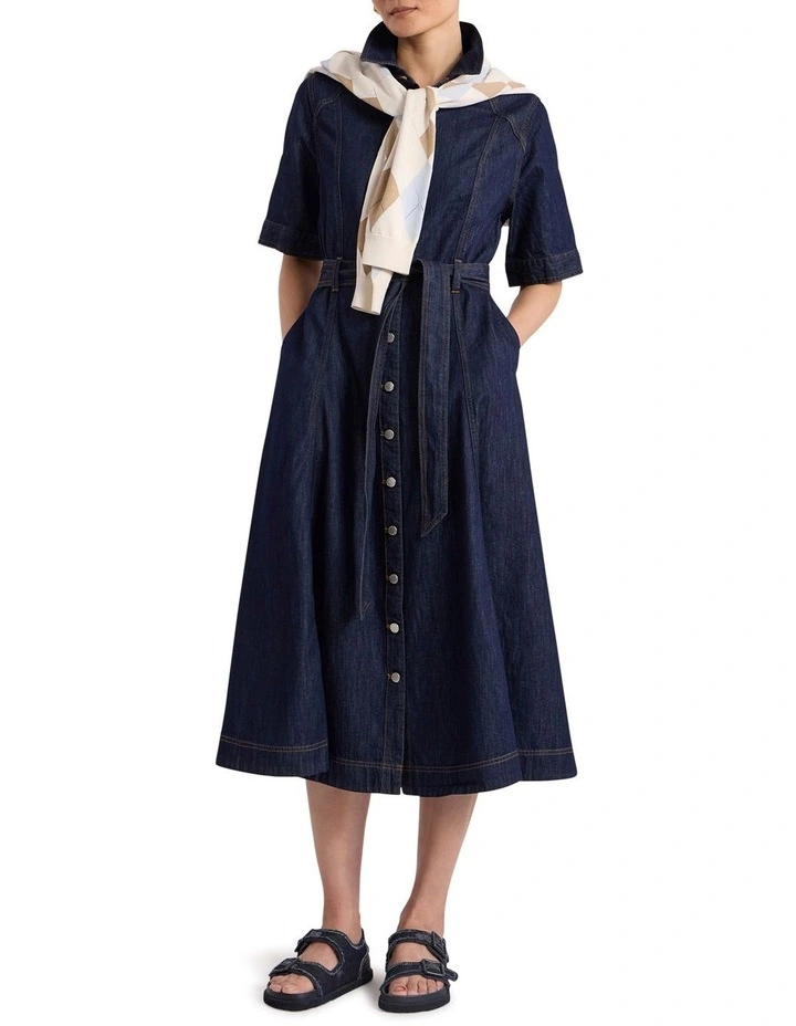 Mateo Denim Shirt Dress in Dark Indigo image 2