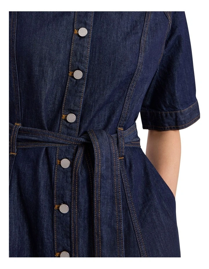 Mateo Denim Shirt Dress in Dark Indigo image 3
