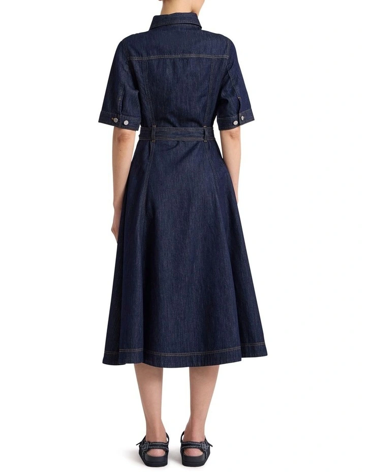 Mateo Denim Shirt Dress in Dark Indigo image 5