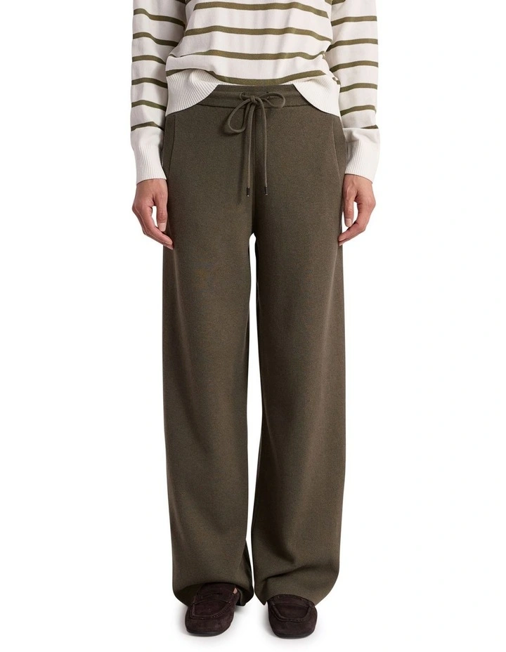 Velma Crop Knit Pant in Olio Green image 2