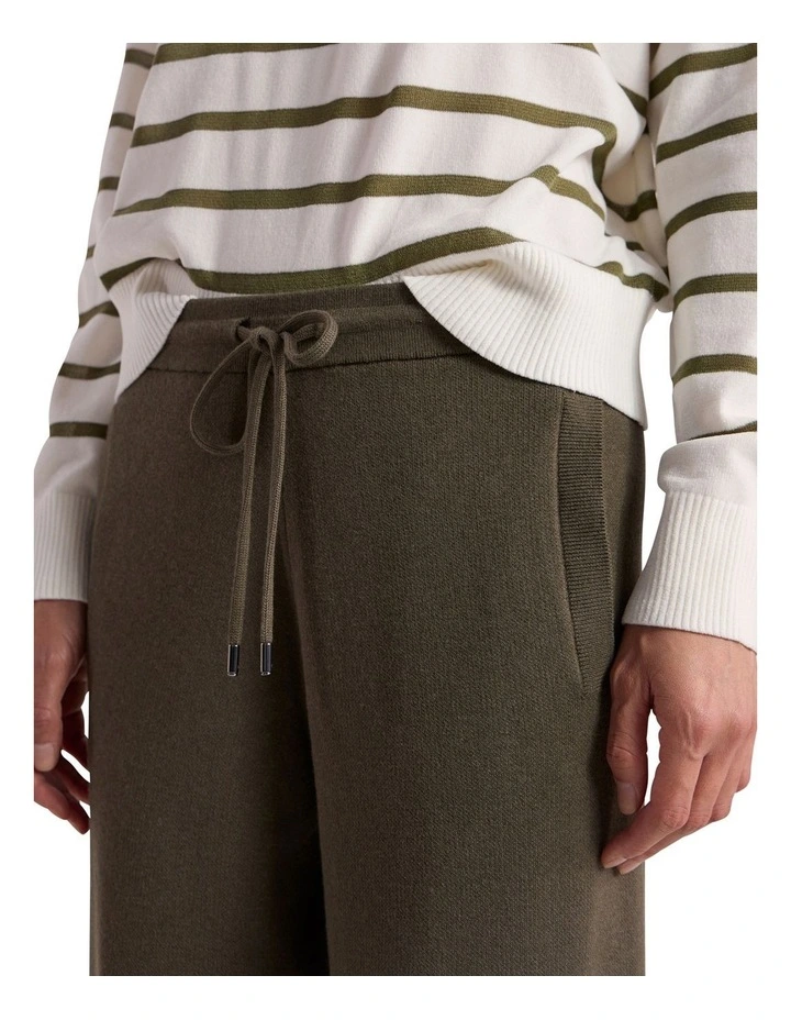 Velma Crop Knit Pant in Olio Green image 3