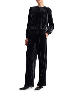 Ferrara Velour Track Pant in Charcoal