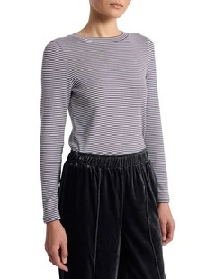 Margie Stripe Top in Charcoal Stripe