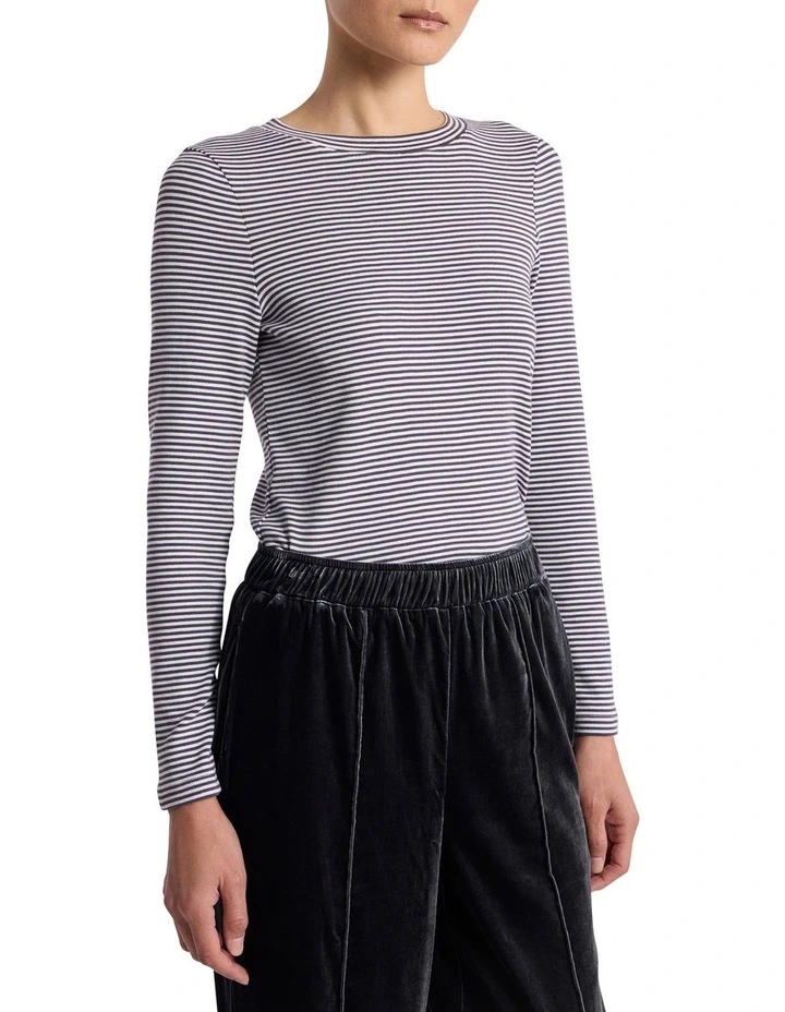 Margie Stripe Top in Charcoal Stripe image 1