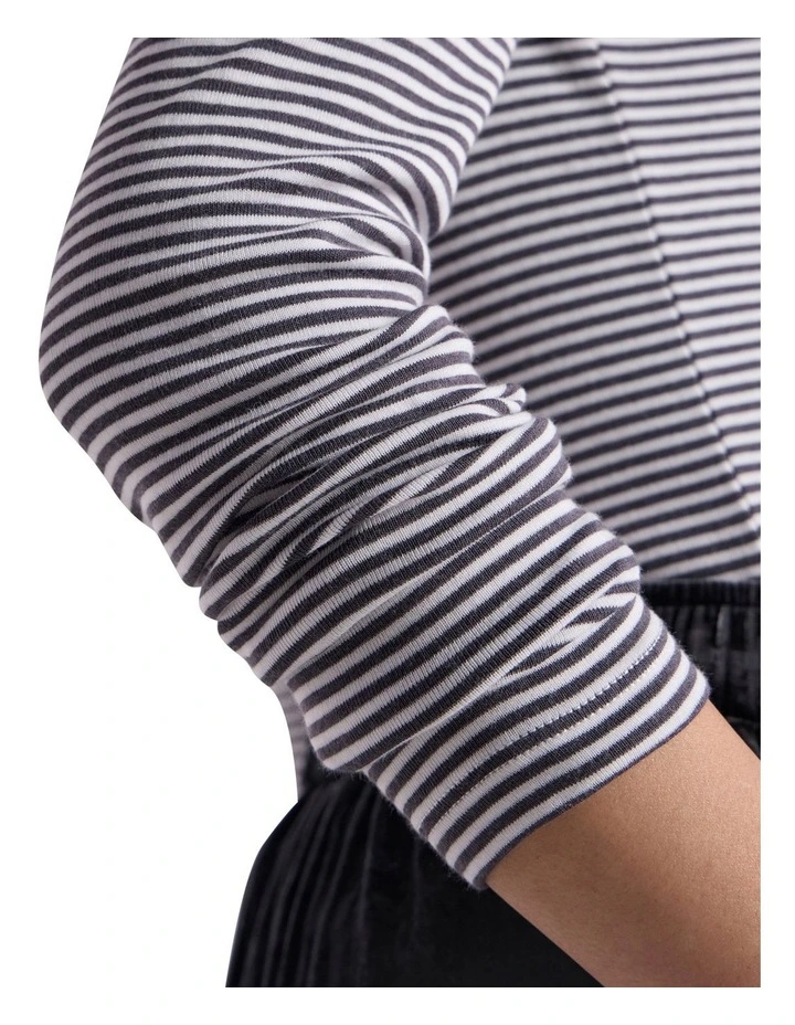 Margie Stripe Top in Charcoal Stripe image 3